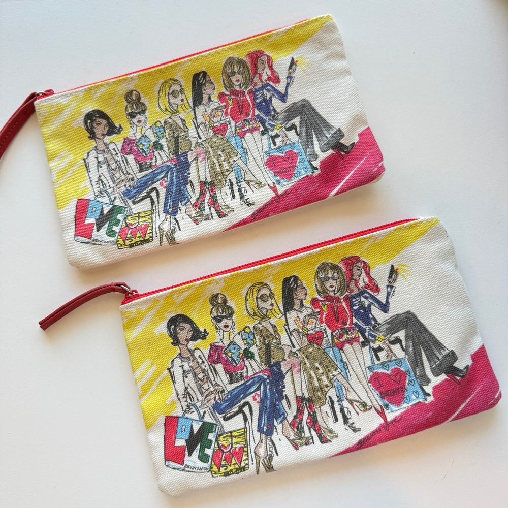 Brighton 2018 Fashion Illustration Heart Canvas Zipper Pouch Set of 2